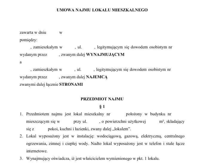 Gotowy aneks do umowy najmu mieszkania w PDF - format zgodny z prawem